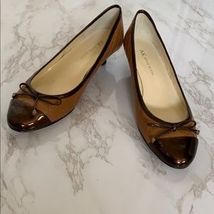 CLOSING! Quilted Patent Leather Toe Kitten Heels